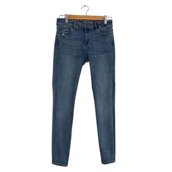 DL1961 Denim - DL1961 Florence Mid Rise Instasculpt Skinny Jeans Delano Blue Distressed Size 28